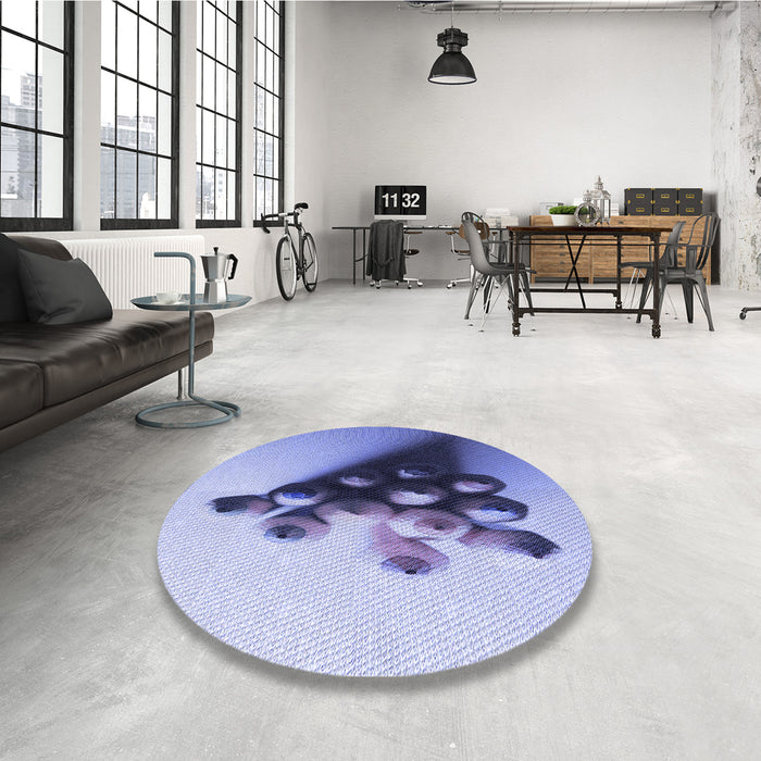 Round Patterned Slate Blue Rug in a Office, pat808blu
