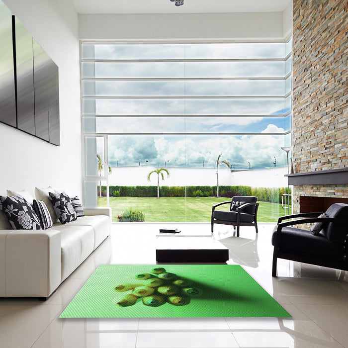 Square Patterned Green Rug in a Living Room, pat808grn