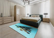 Patterned Greenish Blue Green Rug in a Bedroom, pat808lblu