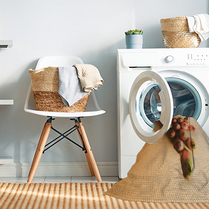 Machine Washable Transitional Yellow Orange Rug in a Washing Machine, wshpat808org