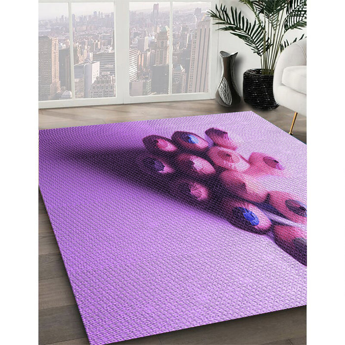 Patterned Dark Orchid Purple Rug in Family Room, pat808pur