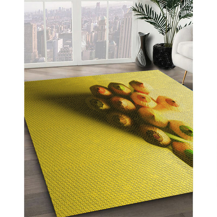 Patterned Bright Gold Yellow Rug in Family Room, pat808yw