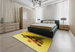 Patterned Bright Gold Yellow Rug in a Bedroom, pat808yw