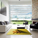 Machine Washable Transitional Bright Gold Yellow Rug in a Kitchen, wshpat808yw