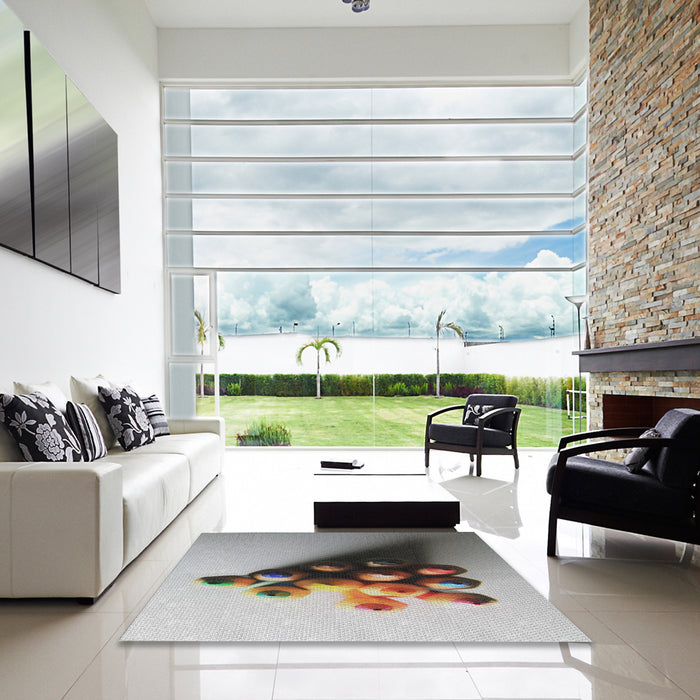 Square Machine Washable Transitional Grey Gray Rug in a Living Room, wshpat808