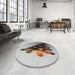 Round Patterned Gray Novelty Rug in a Office, pat808