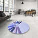 Round Patterned Periwinkle Purple Rug in a Office, pat809blu