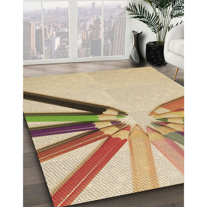 Machine Washable Transitional Light Brown Rug in a Family Room, wshpat809brn
