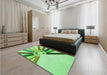 Patterned Green Rug in a Bedroom, pat809grn