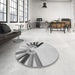 Round Patterned Platinum Gray Rug in a Office, pat809gry