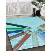 Patterned Deep-Sea Green Rug, pat809lblu