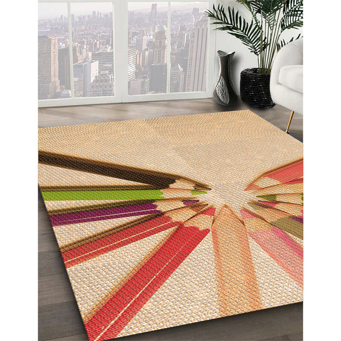 Patterned Orange Rug in Family Room, pat809org