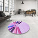 Round Patterned Blossom Pink Rug in a Office, pat809pur