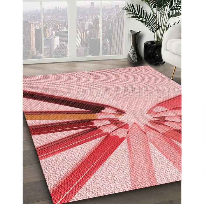 Patterned Red Rug in Family Room, pat809rd