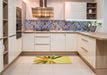 Patterned Bold Yellow Rug in a Kitchen, pat809yw