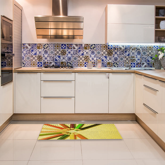 Patterned Bold Yellow Rug in a Kitchen, pat809yw
