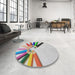 Round Patterned Gray Novelty Rug in a Office, pat809