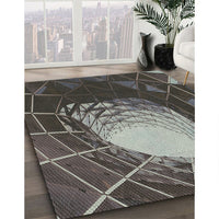 Patterned Mid Gray Novelty Rug, pat80