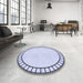 Round Patterned Lavender Blue Rug in a Office, pat81blu