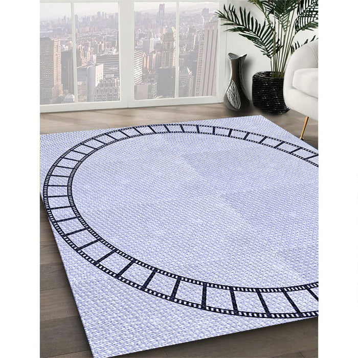 Patterned Lavender Blue Rug in Family Room, pat81blu