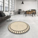 Round Patterned Moccasin Beige Rug in a Office, pat81brn