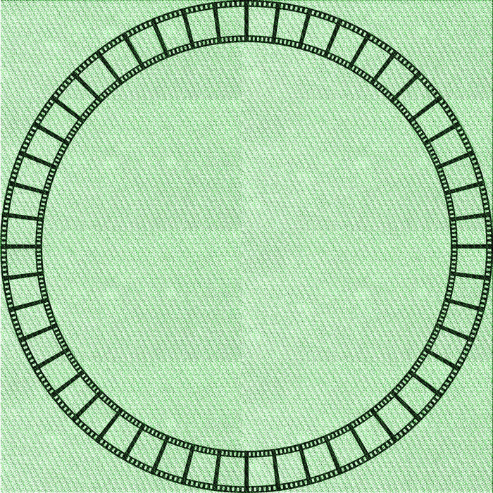 Round Machine Washable Transitional Mint Green Rug, wshpat81grn