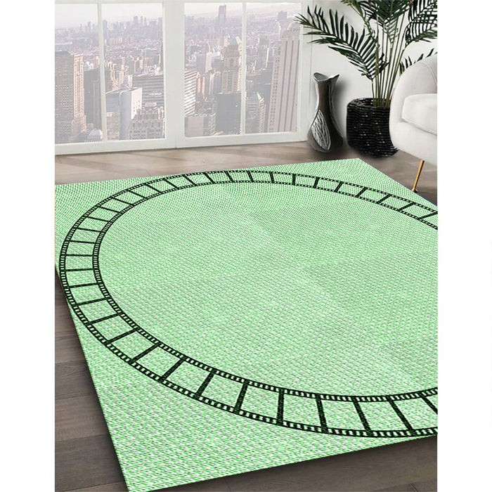 Patterned Mint Green Rug in Family Room, pat81grn