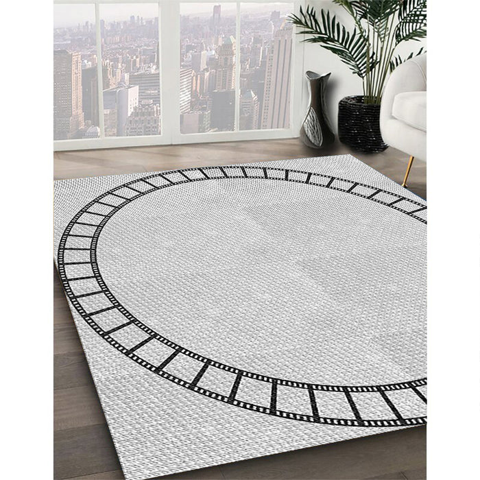 Patterned Platinum Gray Rug in Family Room, pat81gry