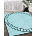 Machine Washable Transitional Electric Blue Rug in a Family Room, wshpat81lblu