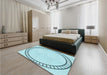 Patterned Electric Blue Rug in a Bedroom, pat81lblu