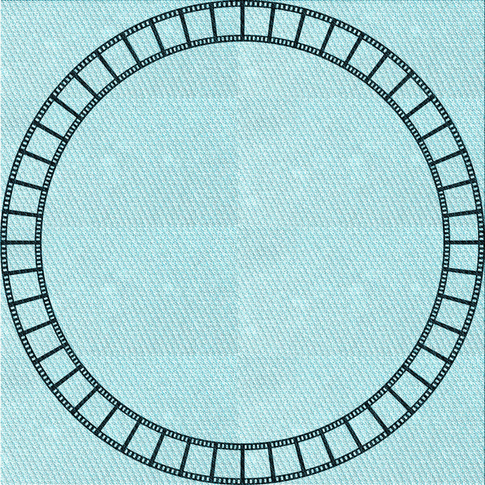 Round Machine Washable Transitional Electric Blue Rug, wshpat81lblu