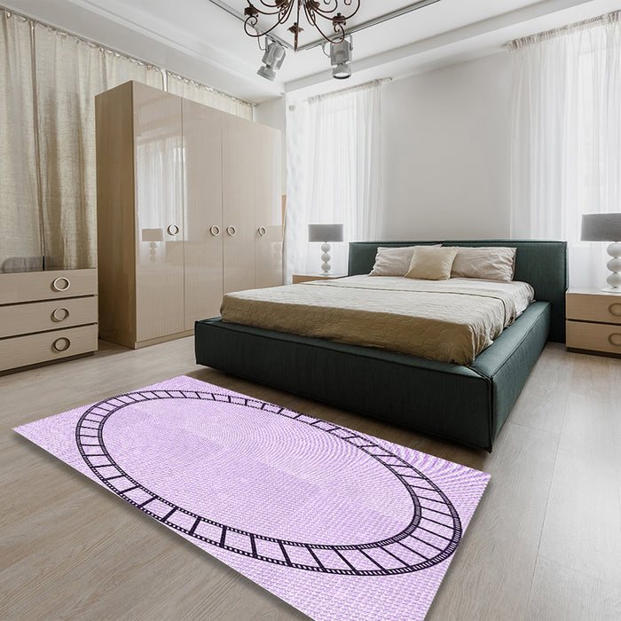 Patterned Orchid Purple Rug in a Bedroom, pat81pur