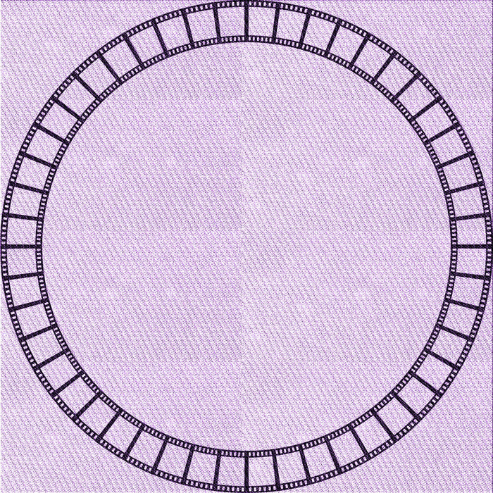 Round Machine Washable Transitional Orchid Purple Rug, wshpat81pur