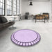 Round Patterned Orchid Purple Rug in a Office, pat81pur