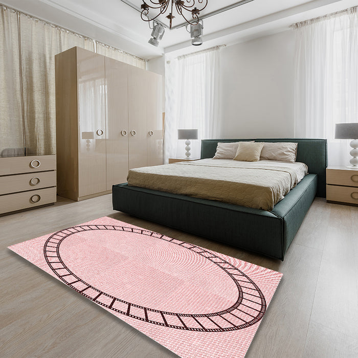 Patterned Pink Rug in a Bedroom, pat81rd