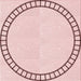 Round Machine Washable Transitional Pink Rug, wshpat81rd