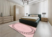 Round Machine Washable Transitional Pink Rug in a Office, wshpat81rd