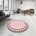 Round Patterned Pink Rug in a Office, pat81rd