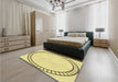 Patterned Sun Yellow Rug in a Bedroom, pat81yw