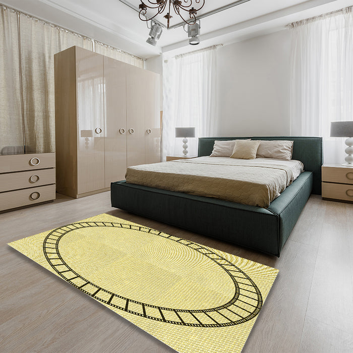 Patterned Sun Yellow Rug in a Bedroom, pat81yw