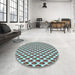 Round Patterned Blue Rug in a Office, pat810lblu