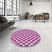 Round Patterned Medium Violet Red Pink Rug in a Office, pat810pur