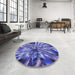 Round Patterned Purple Mimosa Purple Rug in a Office, pat812blu