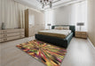 Patterned Orange Gold Rug in a Bedroom, pat812brn