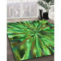 Patterned Neon Green Rug, pat812grn