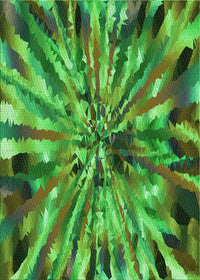 Machine Washable Transitional Neon Green Rug, wshpat812grn