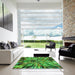 Machine Washable Transitional Neon Green Rug in a Kitchen, wshpat812grn