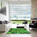 Square Patterned Neon Green Rug in a Living Room, pat812grn