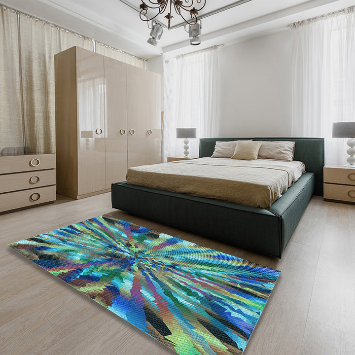 Patterned Blue Rug in a Bedroom, pat812lblu