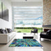 Square Patterned Blue Rug in a Living Room, pat812lblu